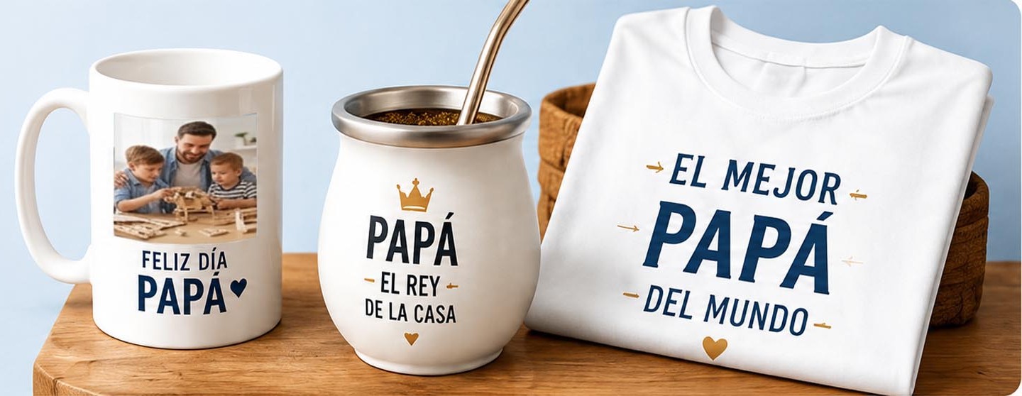Tazas, mates y remeras sublimadas para el Día del Padre